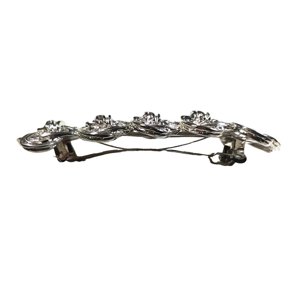 Barrette Tension Hair Clip Silver Tone Weavers Knots Sailors Beach Ocean... - Picture 4 of 5